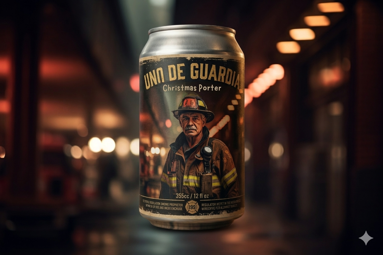 Lata de Christmas Porter en una calle nocturna desenfocada